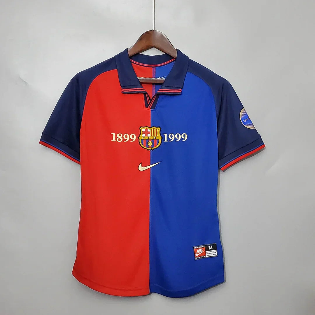 1999/2000 Retro Barcelona Home 100th Anniversary Version Football Shirt Football Jersey - front view