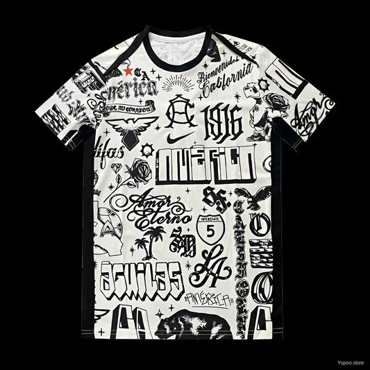 2025-2026 Club America 2025 Pre-Match Off-White Street-Style Graphics Jersey Football Jersey - front view