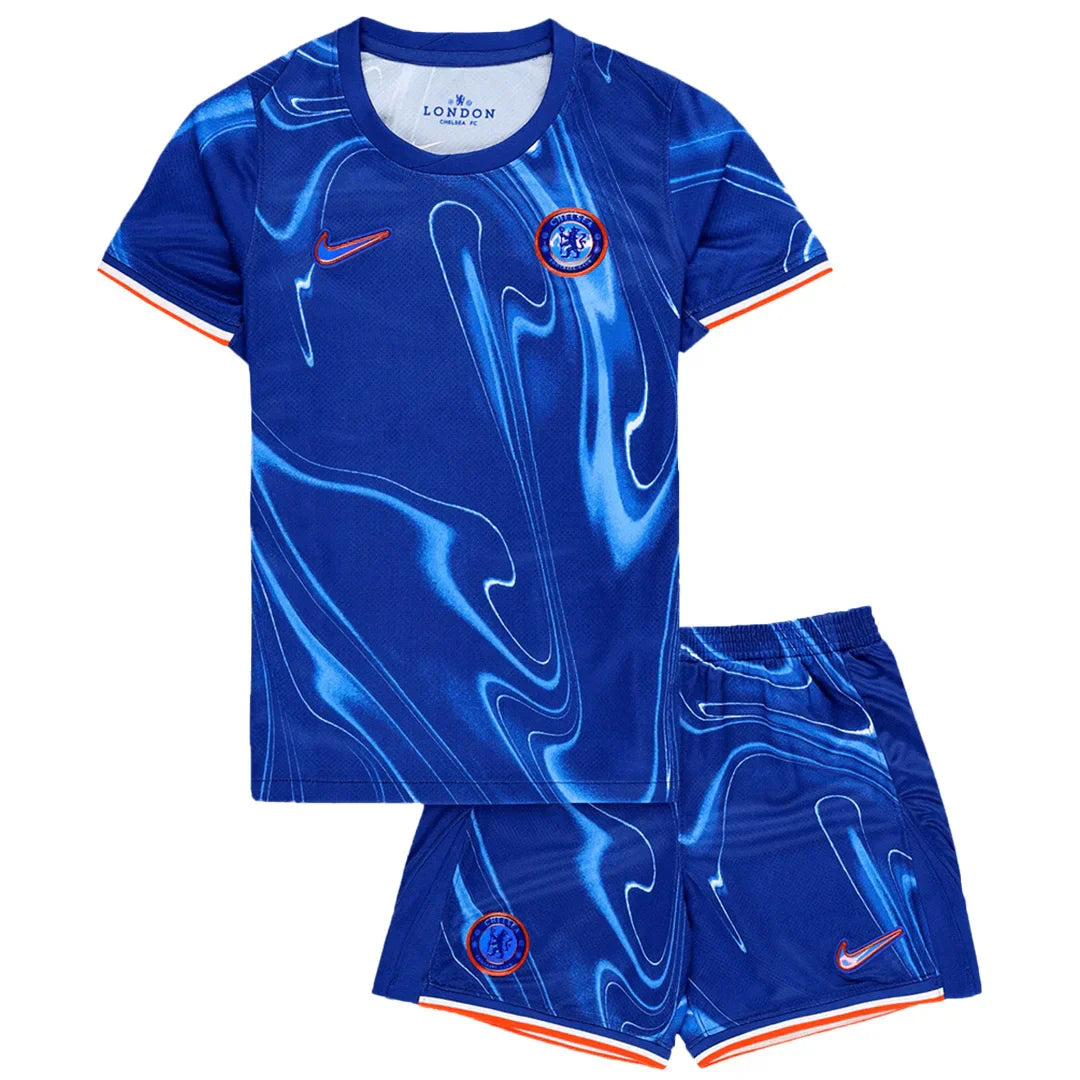 Soccer Kid's Chelsea Home Jersey+Shorts 2024/25 Football Jersey Retro - front view