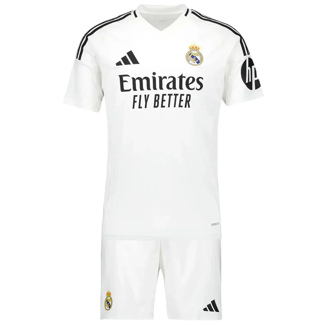 Soccer Kid's Real Madrid Home Jersey+Shorts 2024/25 Football Jersey Retro - front view