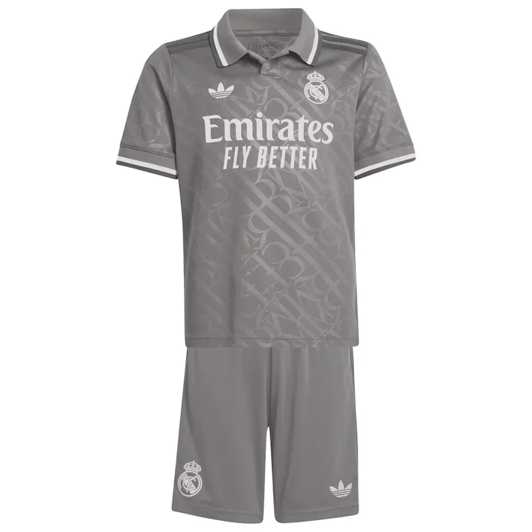 Soccer Kid's Real Madrid Third Jersey+Shorts 2024/25 Football Jersey Retro - front view