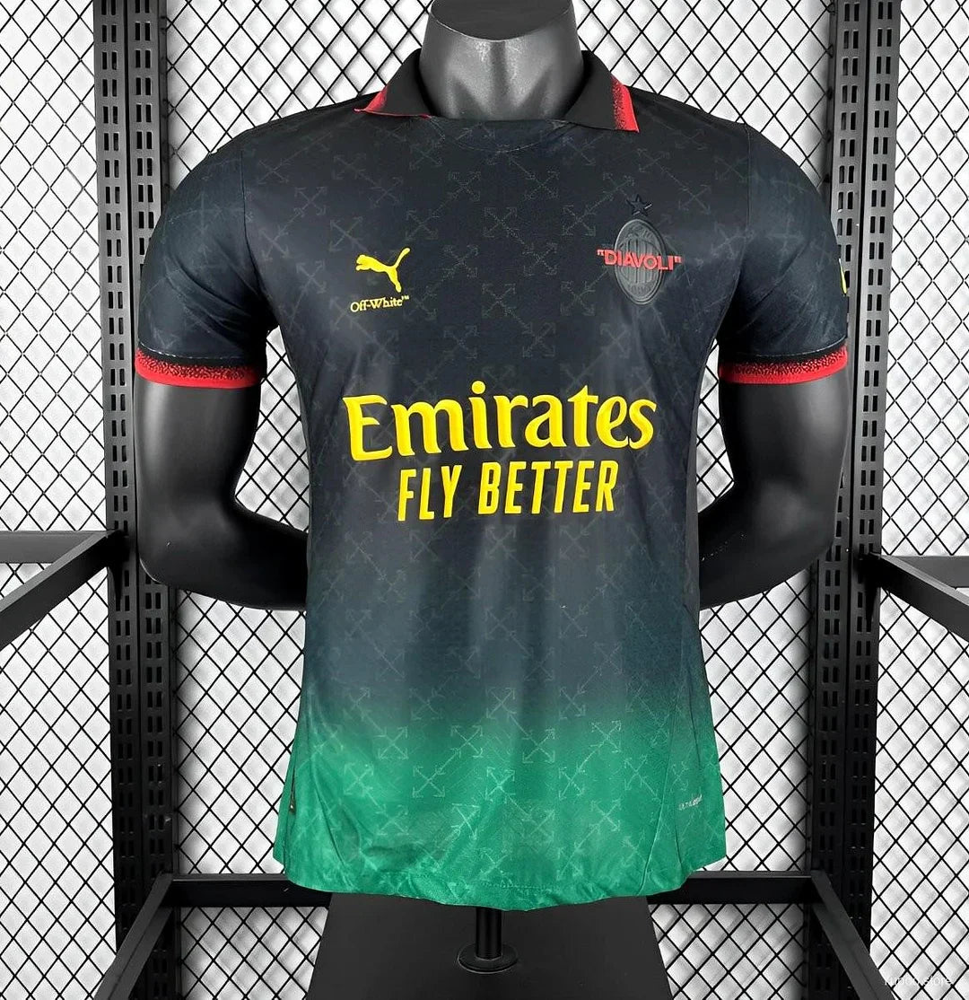 Player Version 25-26 AC Milan x OFFWHITE Black Special Jersey Football Jersey Retro - front view