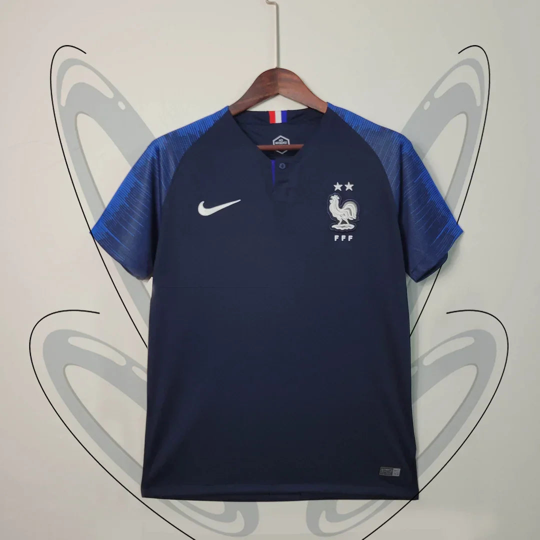 2018 Retro France Home Football Shirt Football Jersey - front view