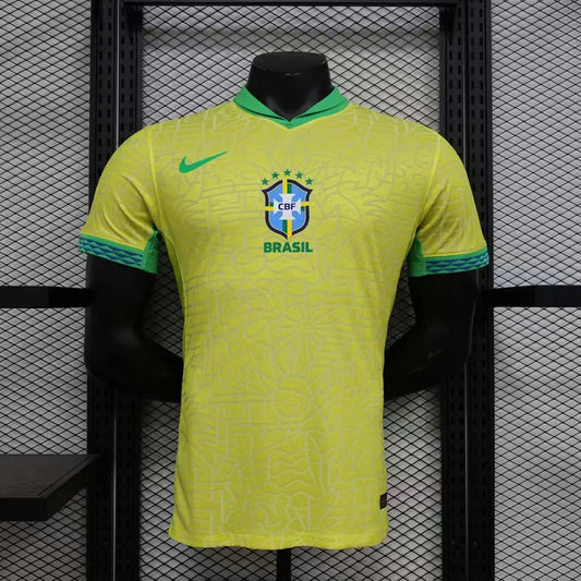 2024 Player Version Brazil Home Soccer Jersey Football Jersey Retro - front view