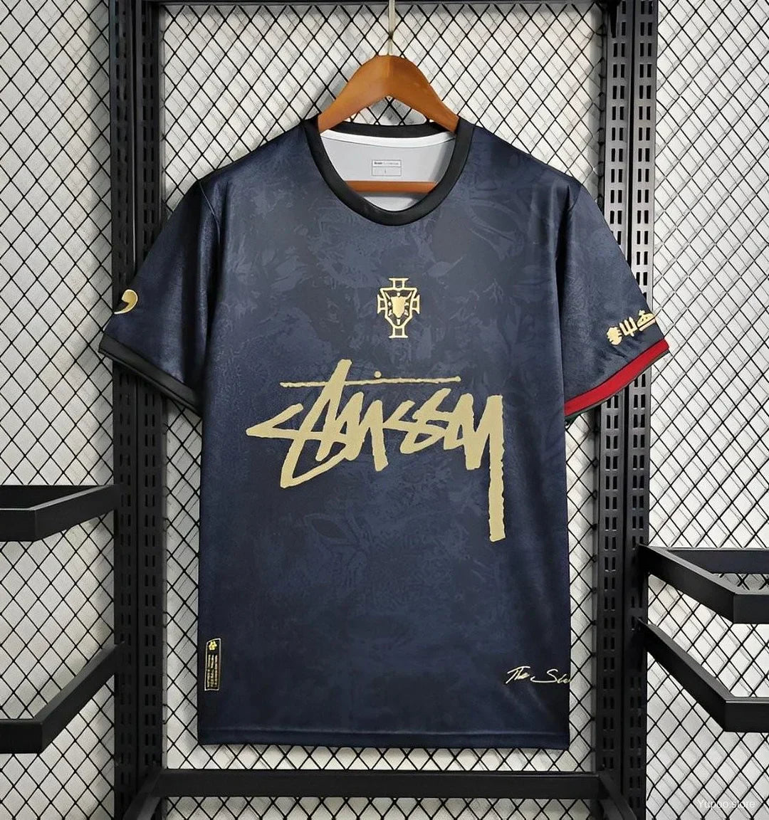 2024-2025 Portugal x Stussy Black Special Jersey Football Jersey Retro - front view