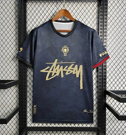2024-2025 Portugal x Stussy Black Special Jersey Football Jersey Retro - front view